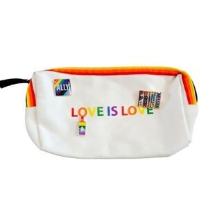 NWOT "LOVE IS LOVE" POUCH WITH THREE PINS